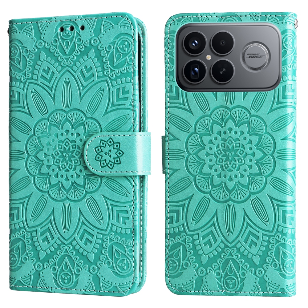 Napraforgó könyv tok a Xiaomi Poco F8 Ultra 5G-hez - teáskék színű