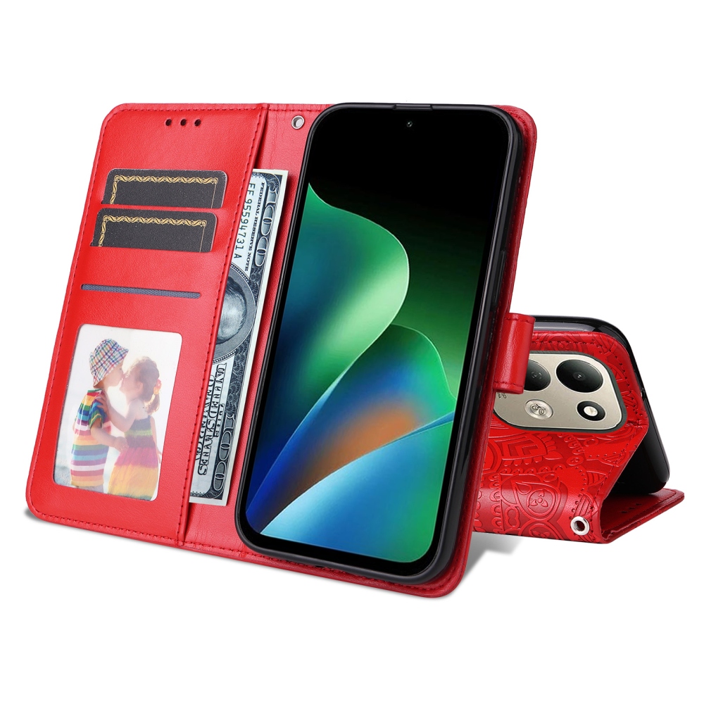 Sunflower könyvformájú tok a Xiaomi Redmi 17 4G/5G-hez – piros