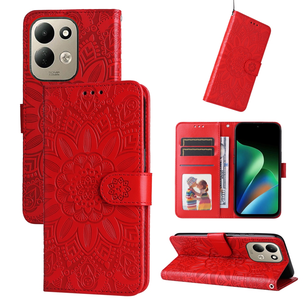 Sunflower könyvformájú tok a Xiaomi Redmi 17 4G/5G-hez – piros