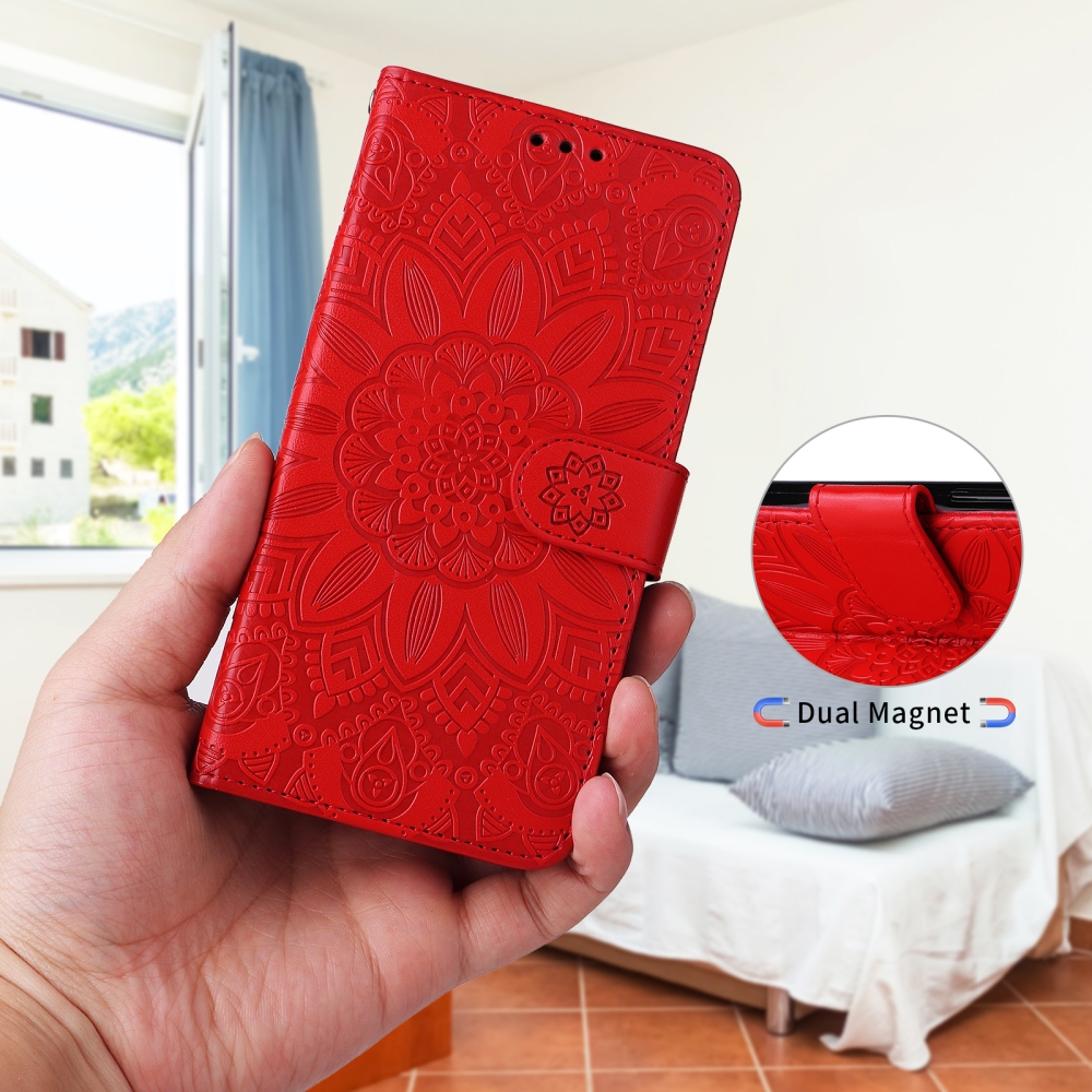 Sunflower könyvformájú tok a Xiaomi Redmi 17 4G/5G-hez – piros