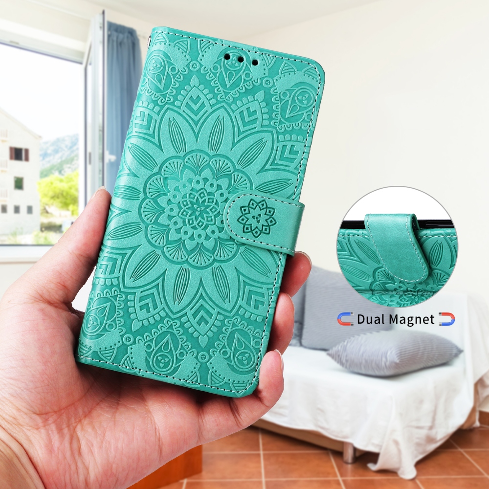 Sunflower könyvformájú tok a Xiaomi Redmi 17 4G/5G-hez – kékeszöld