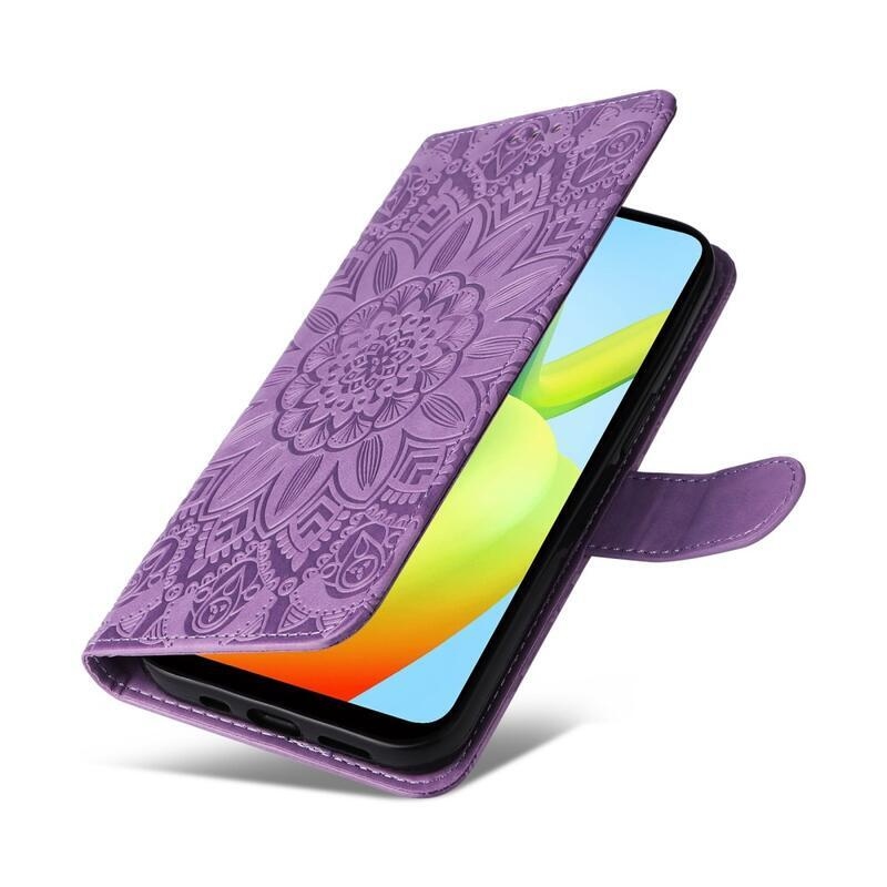 Napraforgó könyv tok a Xiaomi Redmi A1+/A2+ készülékhez - lila