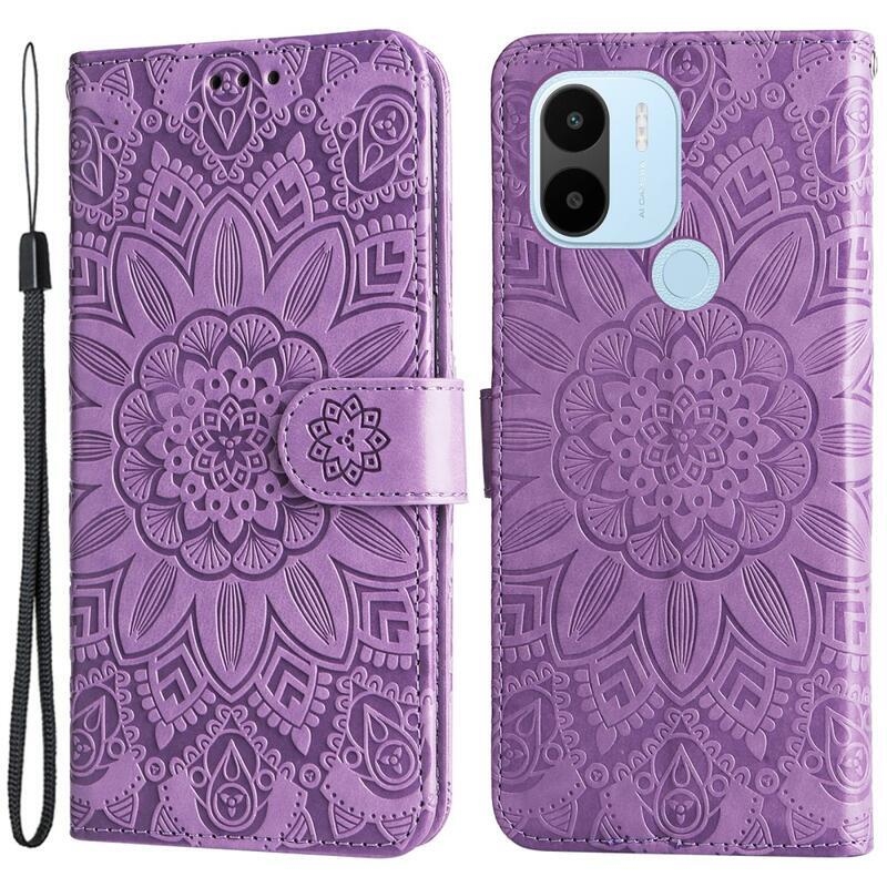 Napraforgó könyv tok a Xiaomi Redmi A1+/A2+ készülékhez - lila