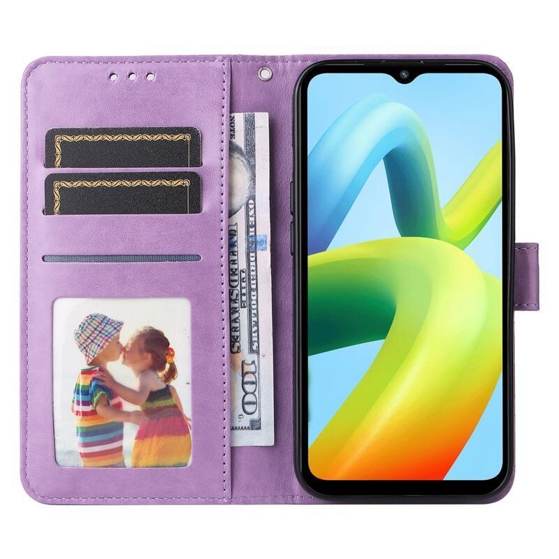 Napraforgó könyv tok a Xiaomi Redmi A1+/A2+ készülékhez - lila