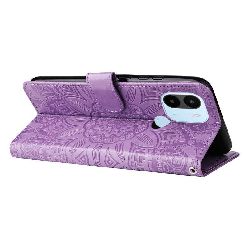 Napraforgó könyv tok a Xiaomi Redmi A1+/A2+ készülékhez - lila