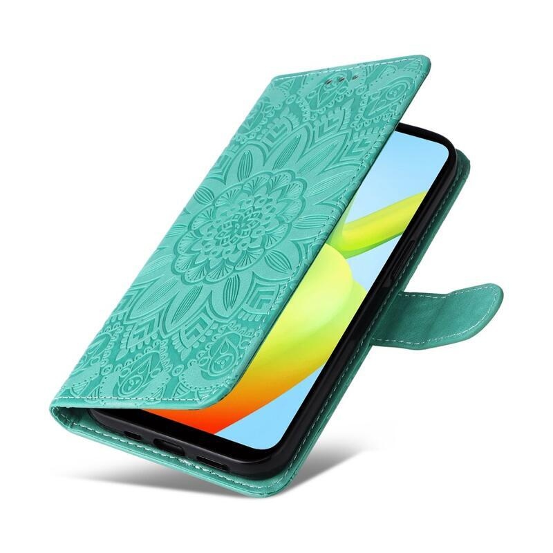 Napraforgó könyv tok a Xiaomi Redmi A1+/A2+ készülékhez - teáskék színű