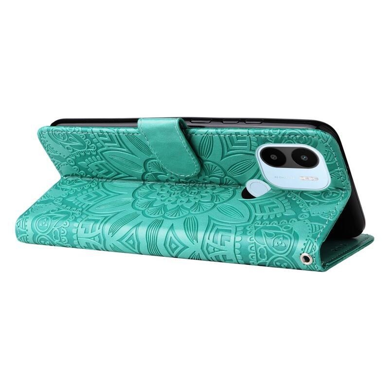 Napraforgó könyv tok a Xiaomi Redmi A1+/A2+ készülékhez - teáskék színű