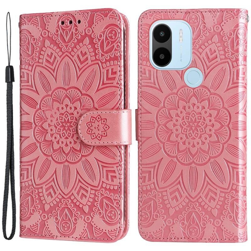 Napraforgó könyv tok a Xiaomi Redmi A1+/A2+ készülékhez - rózsaszín