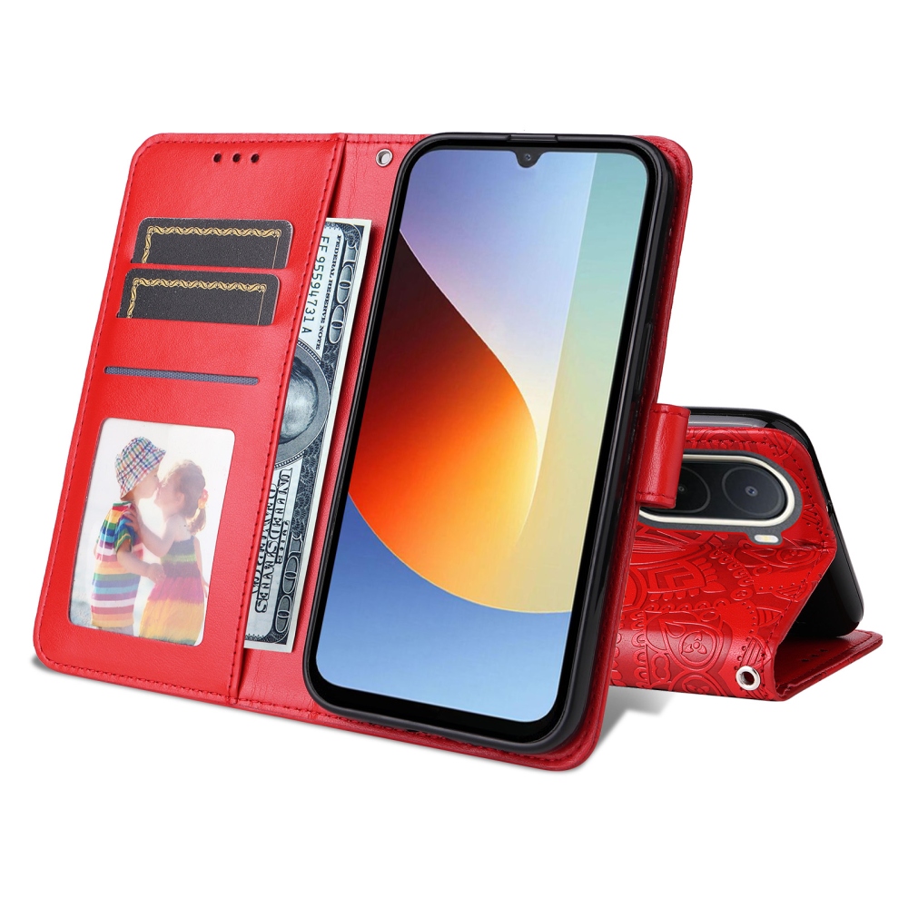 Napraforgó könyv tok a Xiaomi Redmi A7 Pro-hoz - piros