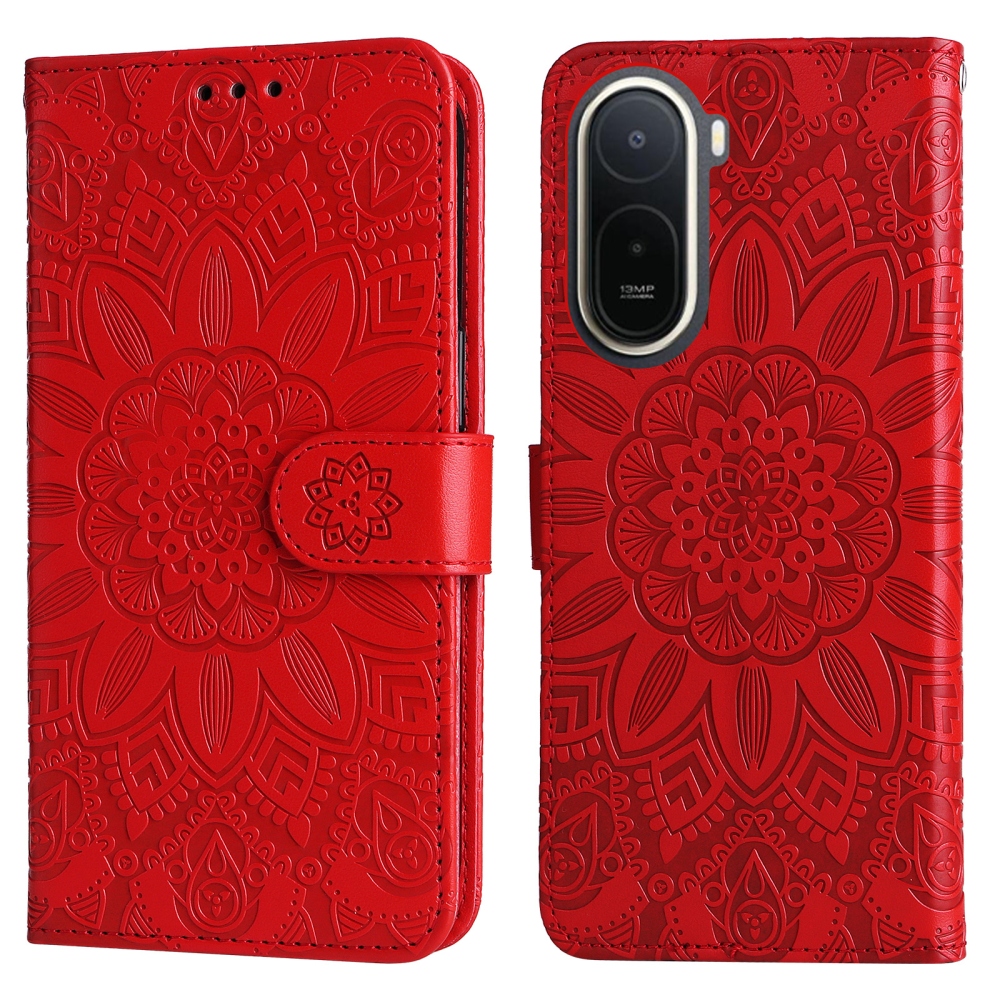 Napraforgó könyv tok a Xiaomi Redmi A7 Pro-hoz - piros