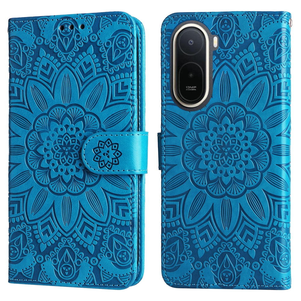 Napraforgó könyv tok a Xiaomi Redmi A7 Pro-hoz - kék