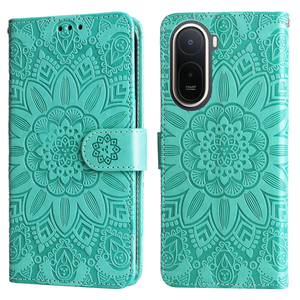Napraforgó könyv tok a Xiaomi Redmi A7 Pro-hoz - teal színű