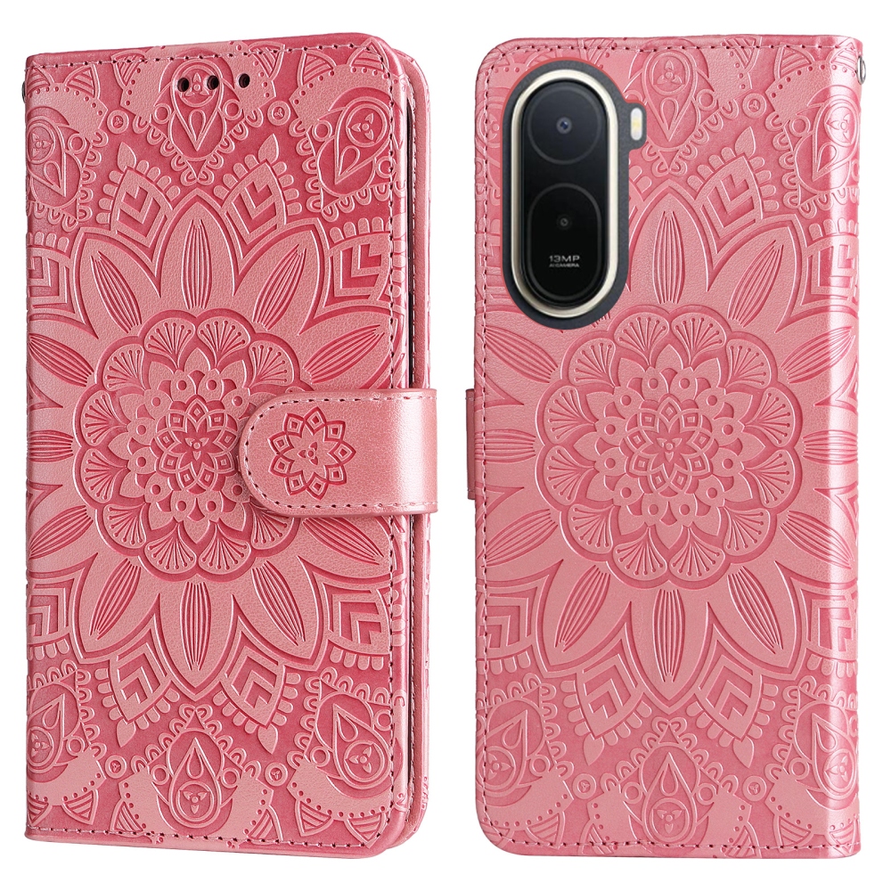 Napraforgó könyv tok a Xiaomi Redmi A7 Pro-hoz - rózsaszínű