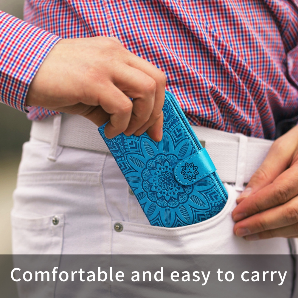 Napraforgó könyv tok a Xiaomi Redmi Note 15 Pro 4G-hez - kék