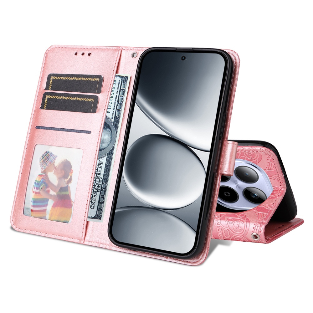 Napraforgó könyv tok a Xiaomi Redmi Note 15 Pro 4G-hez - rózsaszínű