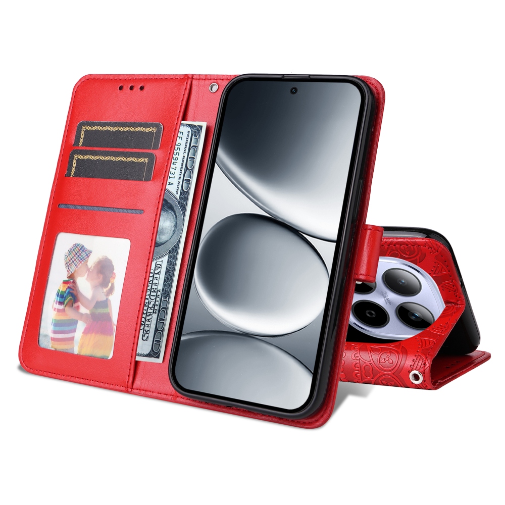 Napraforgó könyv tok a Xiaomi Redmi Note 15 Pro 5G-hez - piros