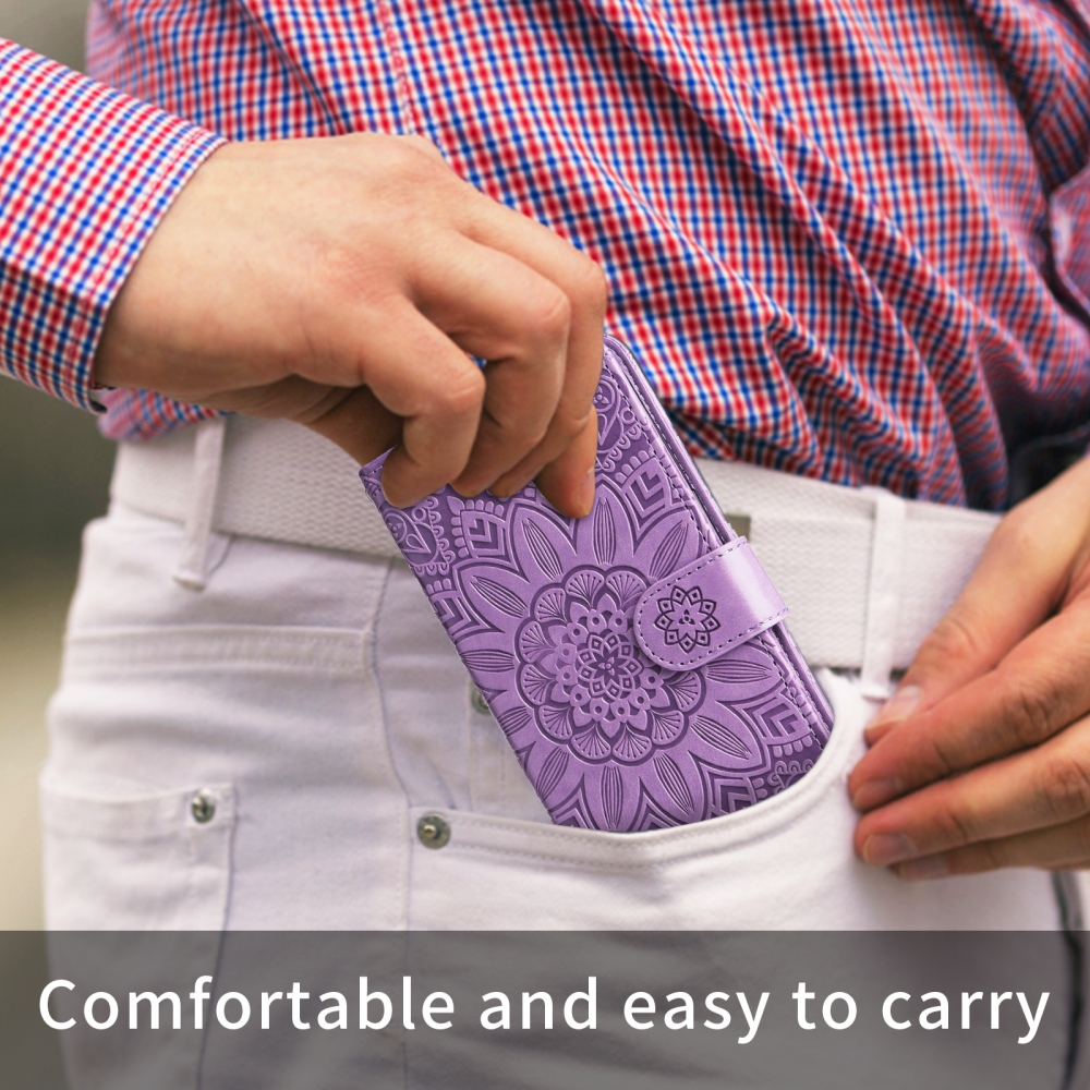 Napraforgó könyv tok a Xiaomi Redmi Note 15 Pro 5G-hez - lila