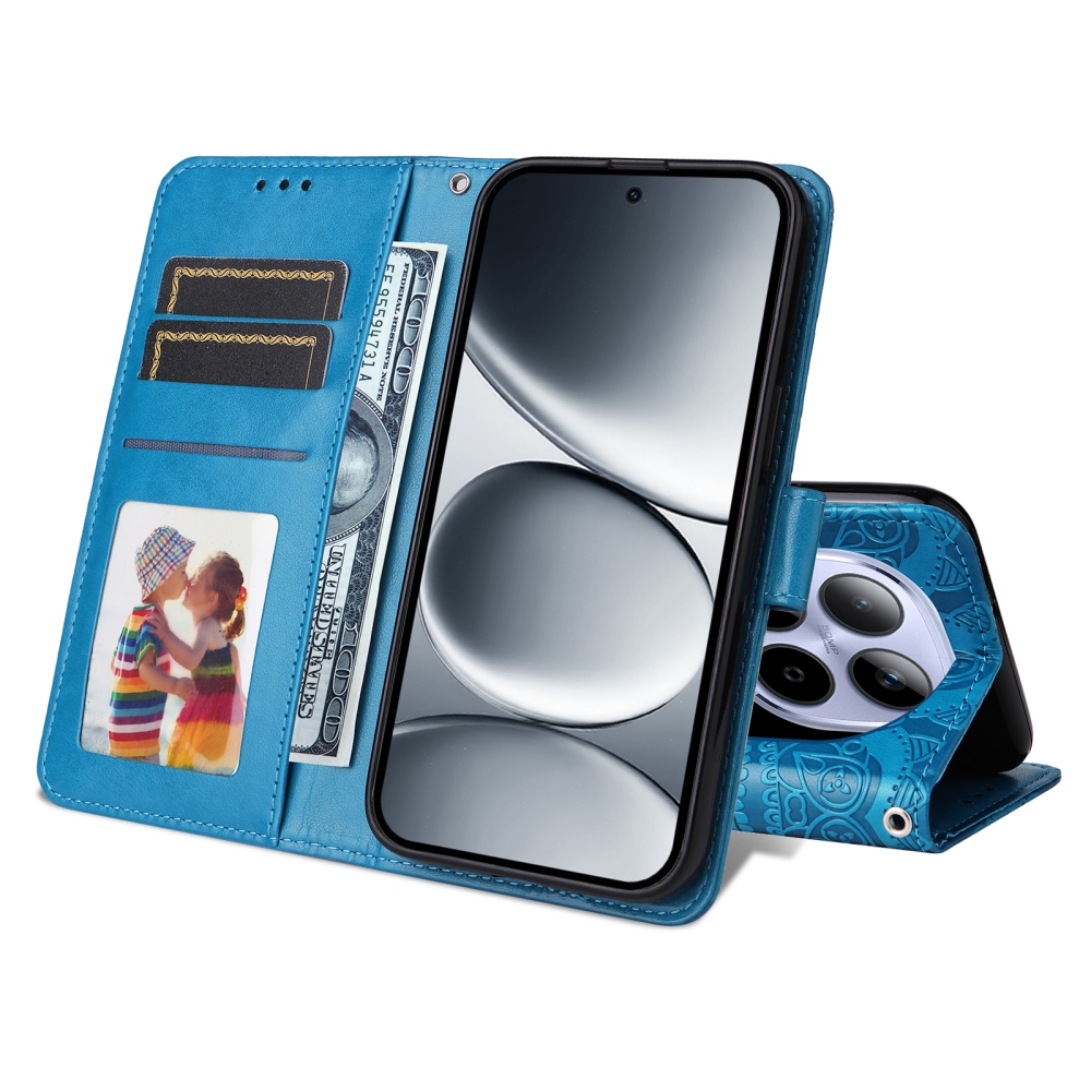 Napraforgó könyv tok a Xiaomi Redmi Note 15 Pro 5G-hez - kék