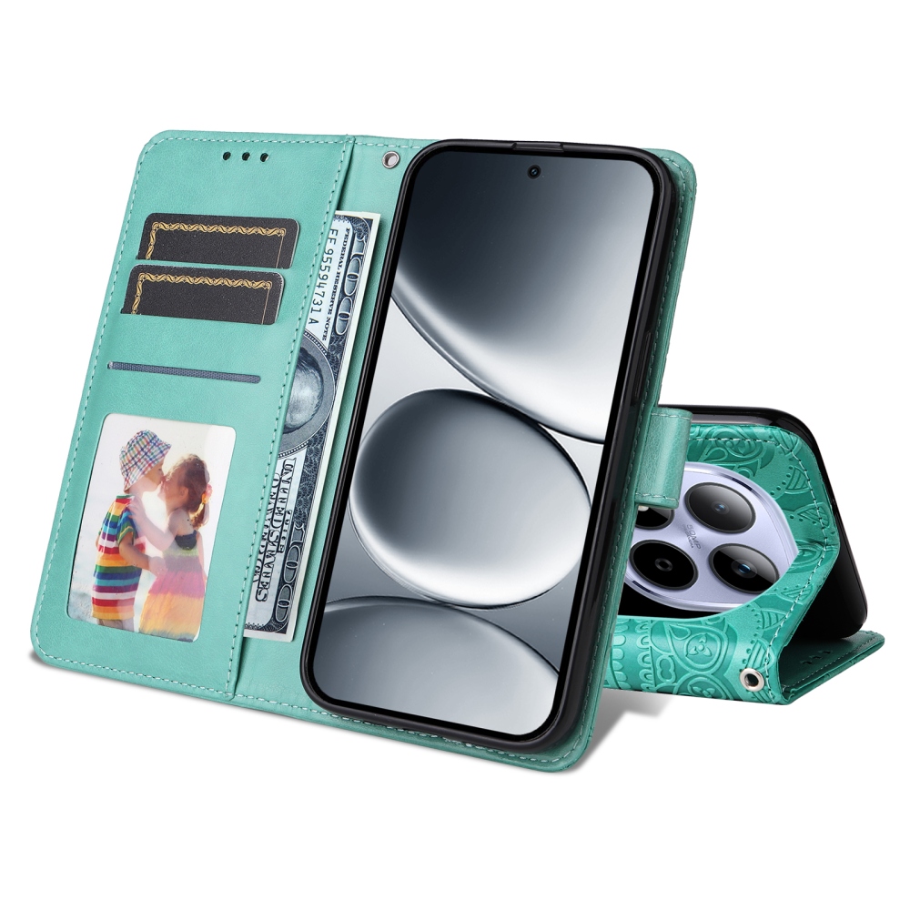 Napraforgó könyv tok a Xiaomi Redmi Note 15 Pro 5G-hez - teal színű