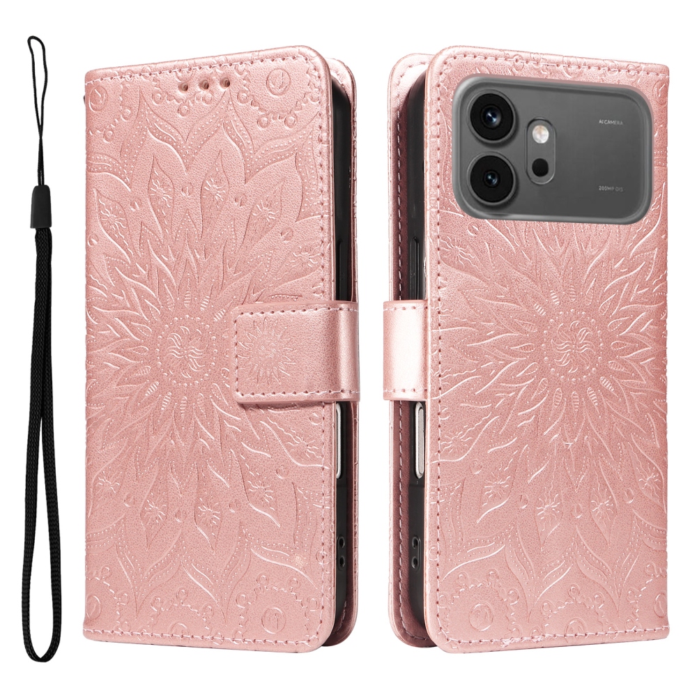Napraforgó könyv tok a Honor 600 Pro 5G/Honor 600 5G készülékhez - rózsaarany