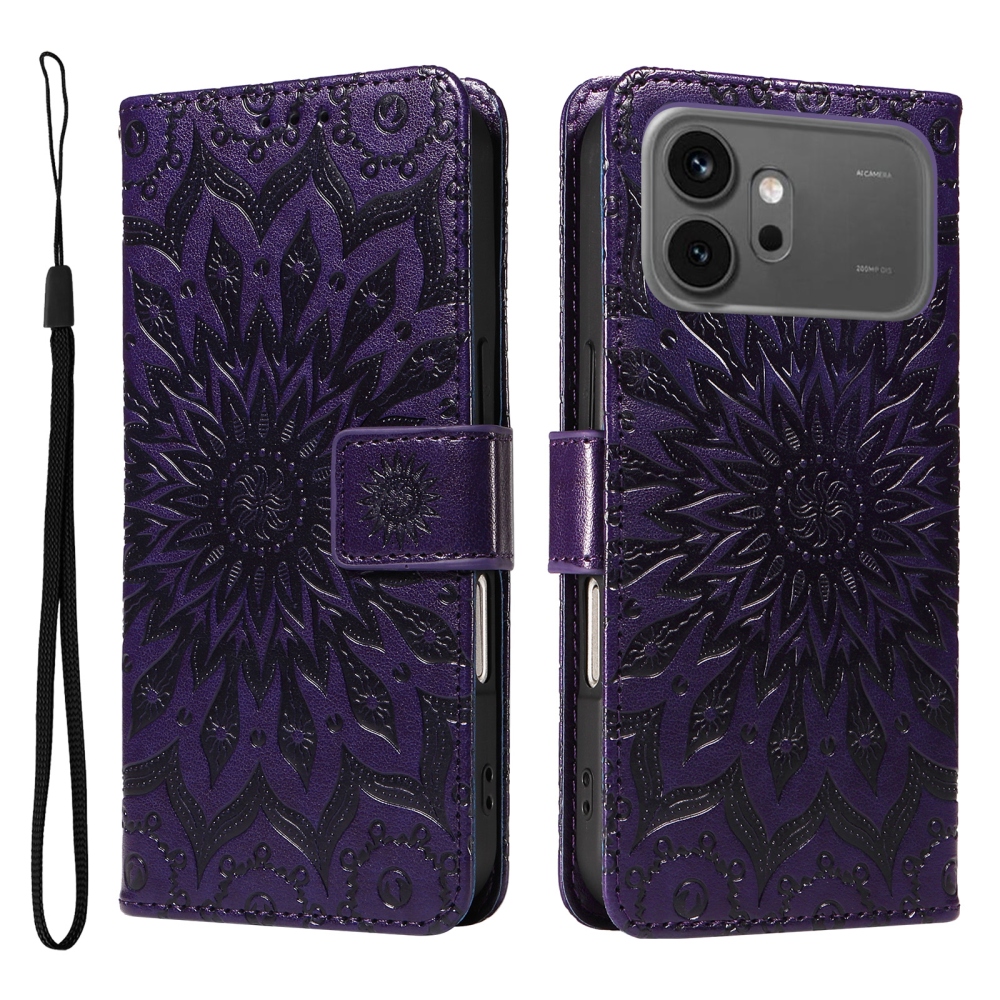 Napraforgó könyvtáska Honor 600 Pro 5G/Honor 600 5G - sötétlila