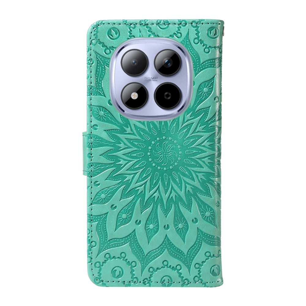 Napraforgó könyv tok a Xiaomi Redmi Note 15 Pro 5G-hez - teal színű