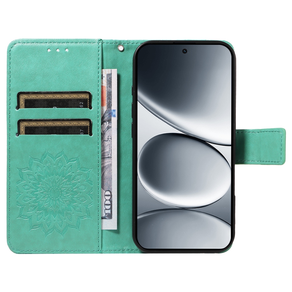 Napraforgó könyv tok a Xiaomi Redmi Note 15 Pro 5G-hez - teal színű