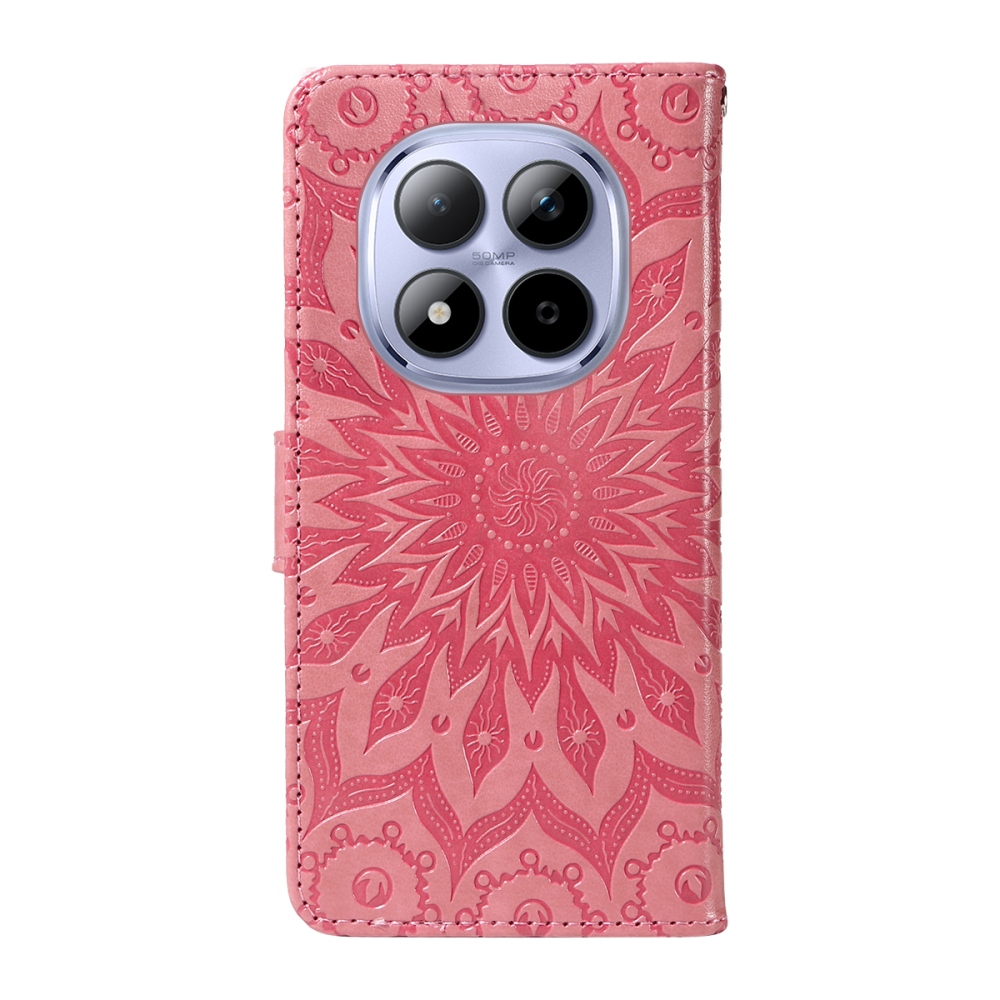 Napraforgó könyv tok a Xiaomi Redmi Note 15 Pro 5G-hez - rózsaszínű