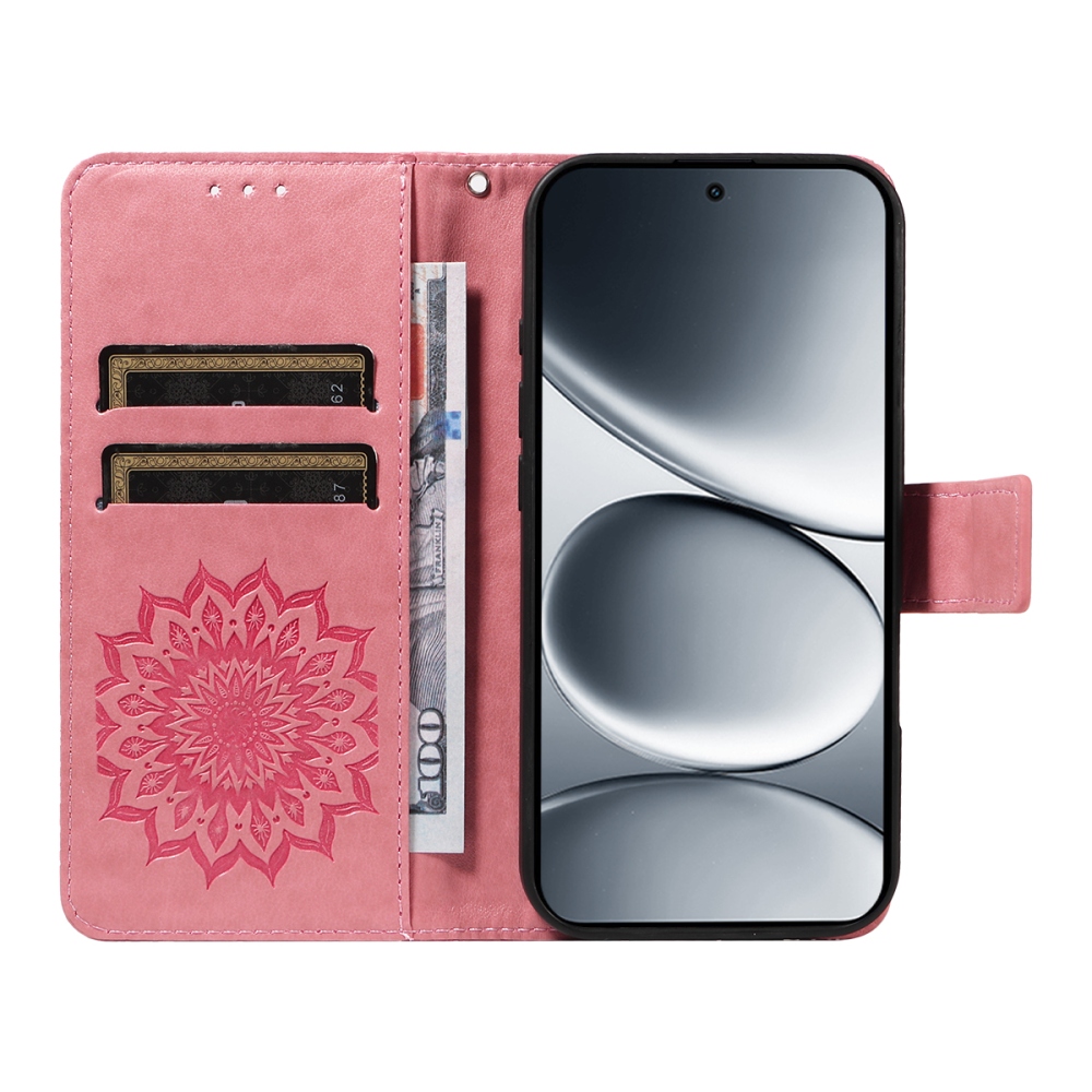 Napraforgó könyv tok a Xiaomi Redmi Note 15 Pro 5G-hez - rózsaszínű