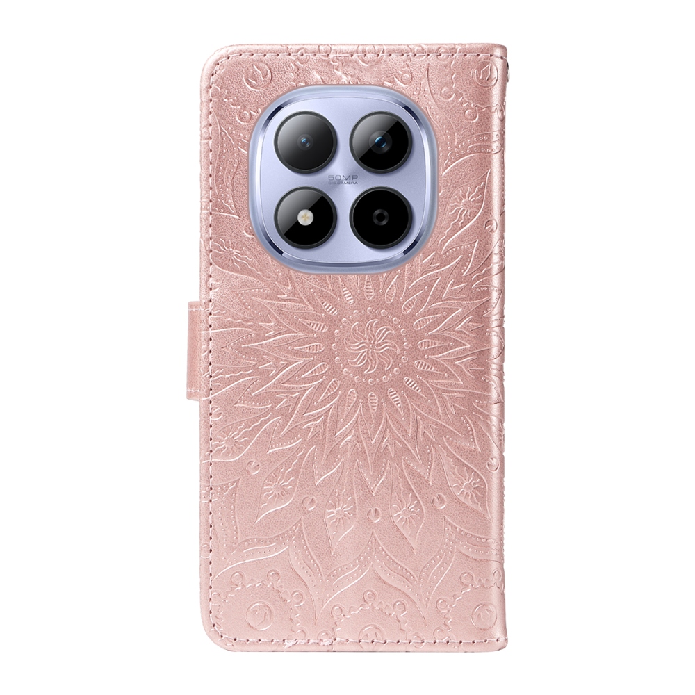 Napraforgó könyv tok Xiaomi Redmi Note 15 Pro 5G - rózsaarany színben