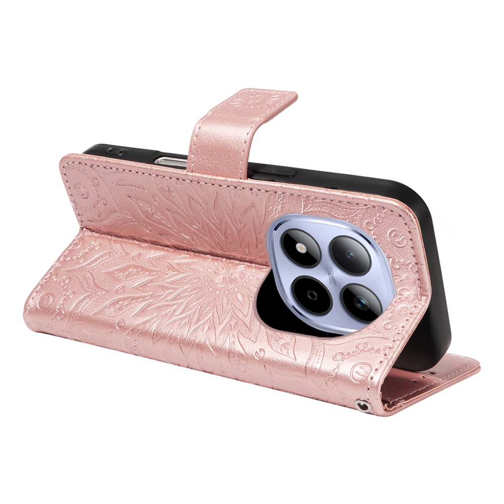 Napraforgó könyv tok Xiaomi Redmi Note 15 Pro 5G - rózsaarany színben