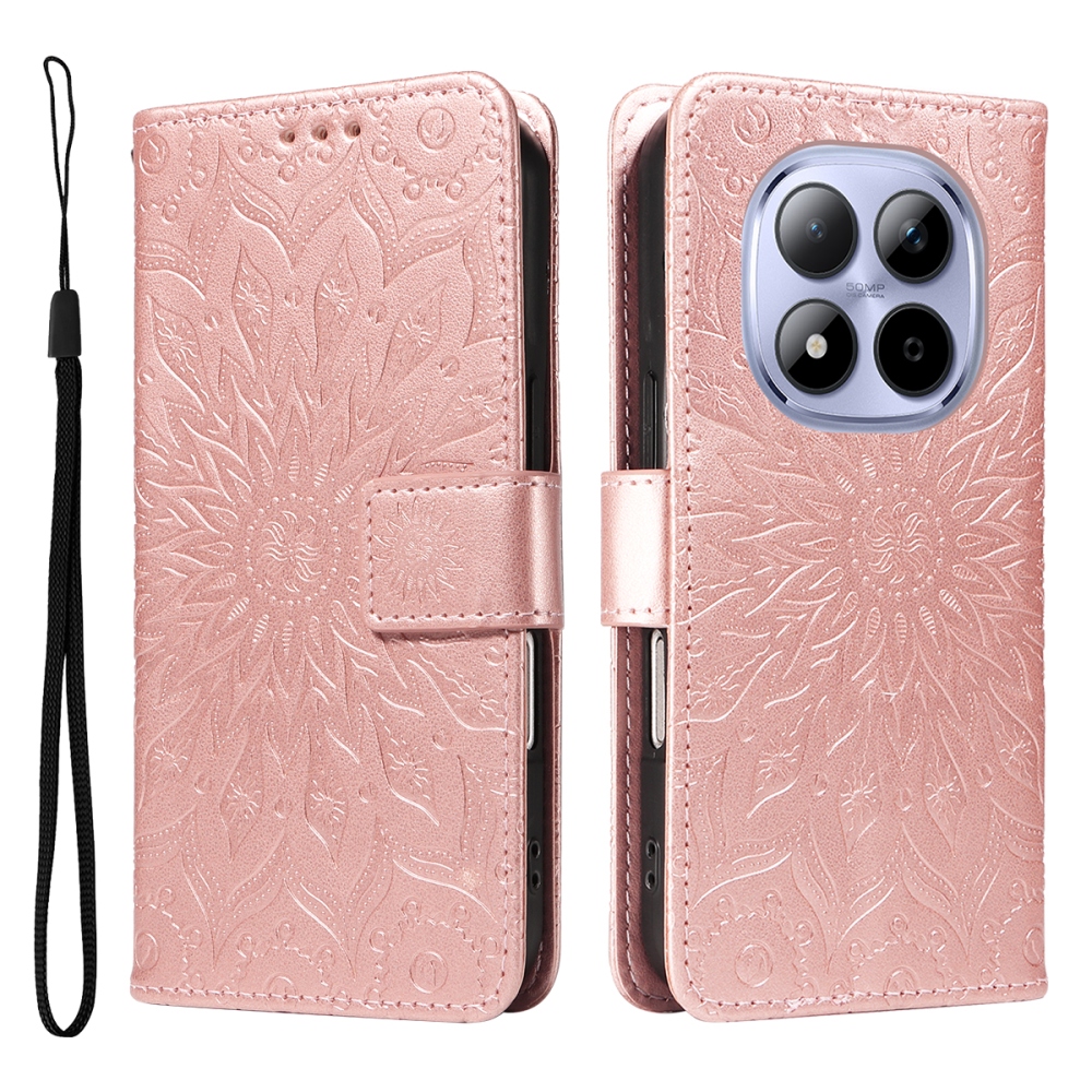 Napraforgó könyv tok Xiaomi Redmi Note 15 Pro 5G - rózsaarany színben