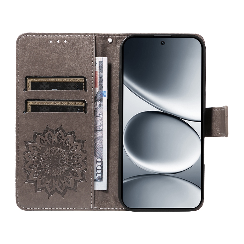 Napraforgó könyv tok a Xiaomi Redmi Note 15 Pro 5G-hez - szürke