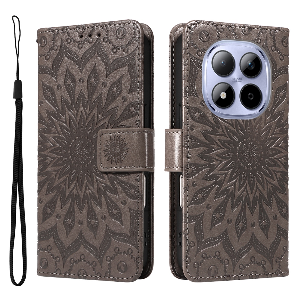 Napraforgó könyv tok a Xiaomi Redmi Note 15 Pro 5G-hez - szürke