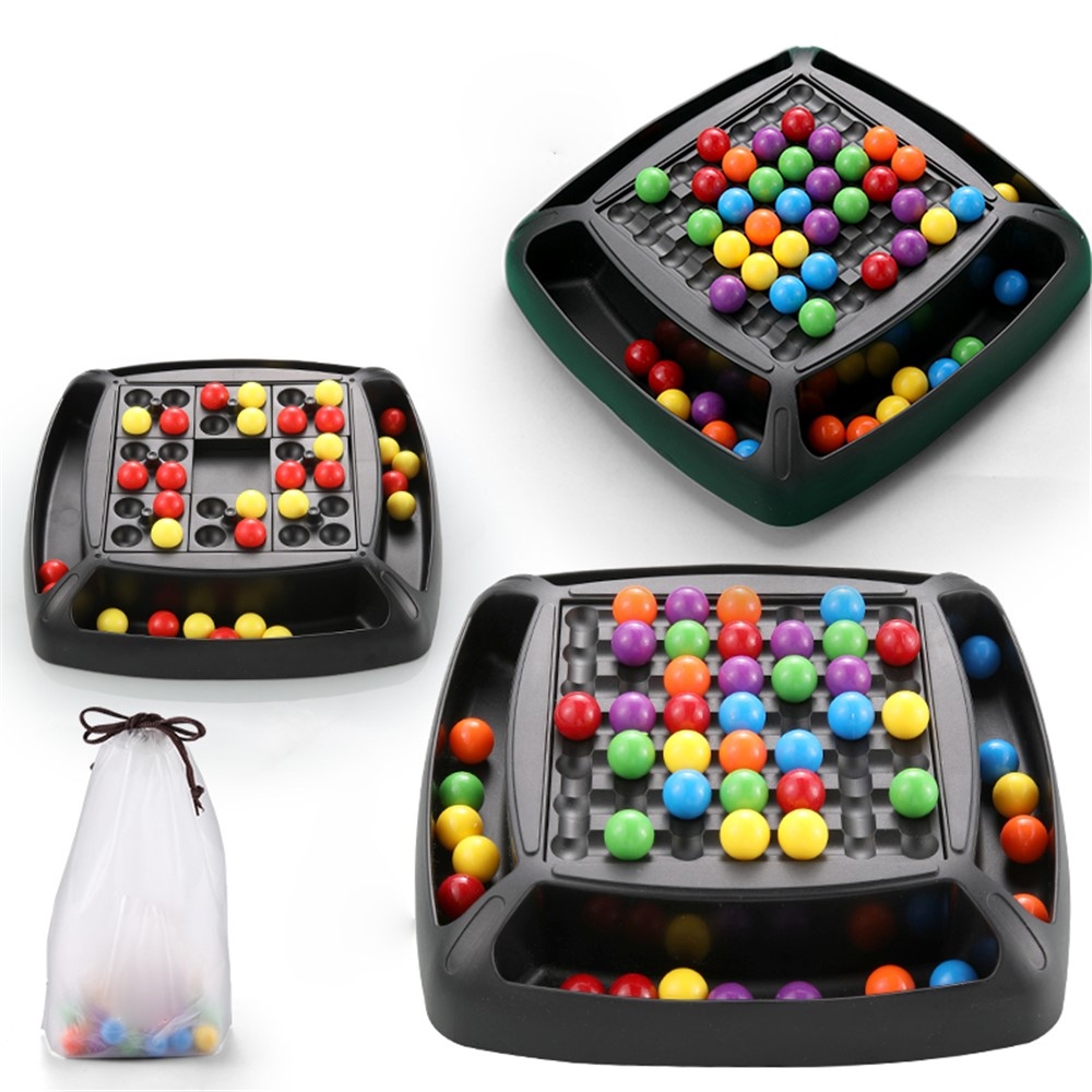 Kétszínű kirakós társasjáték üveggolyókkal a gondolkodás fejlesztésére