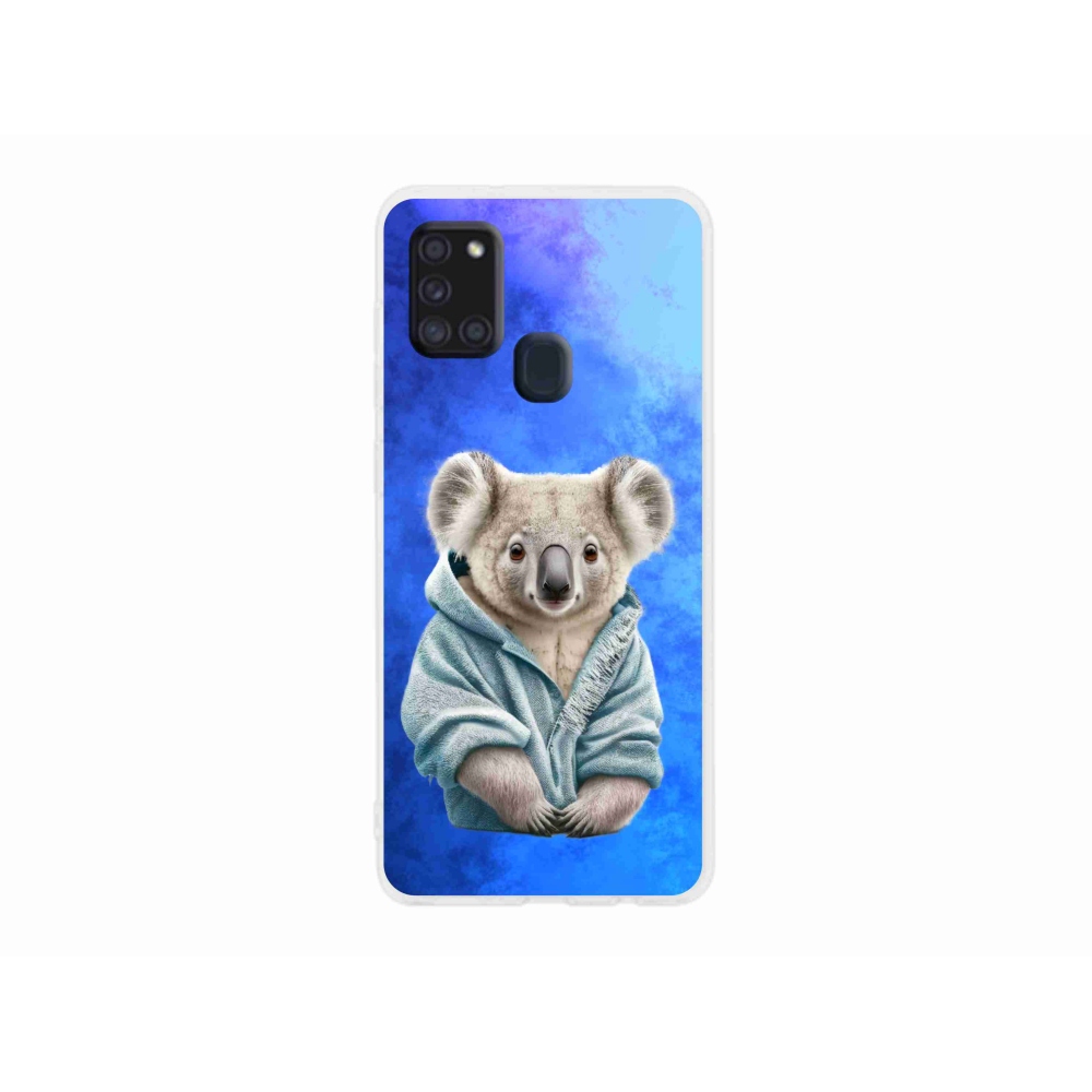 Zselés borítás mmCase Samsung Galaxy A21s készülékhez - koala pulóverben
