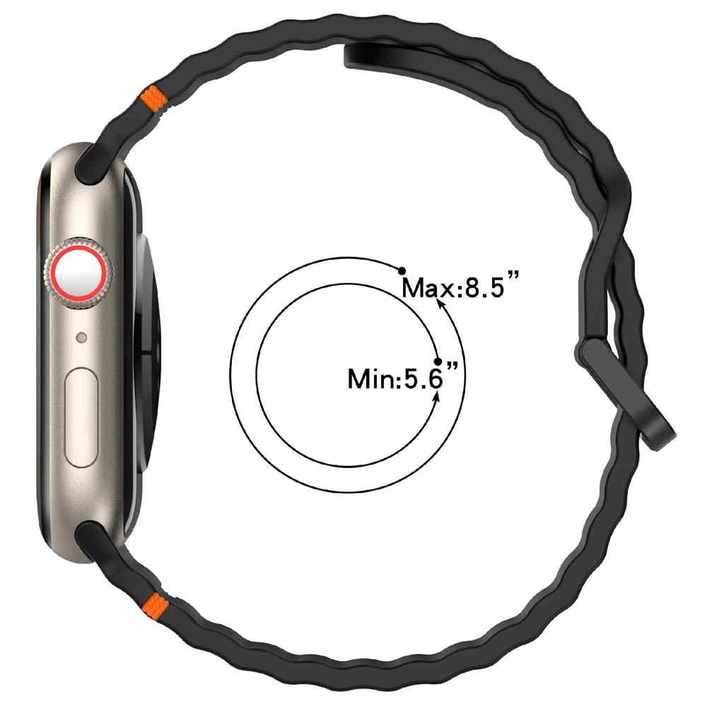 Silikon karkötő az Apple Watch Ultra 4/3/2/1 (49 mm) és 12/11/10 (46 mm) modellekhez – fekete