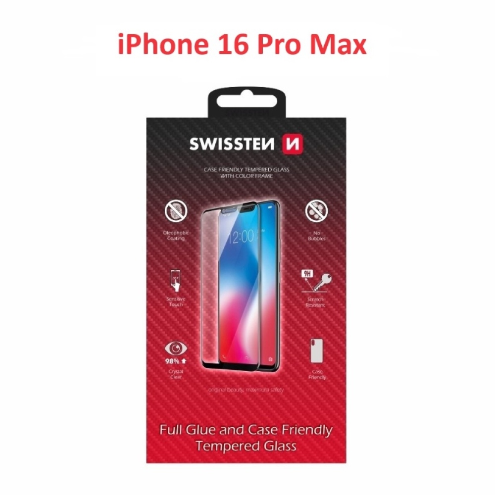 Swissten teljes képernyő edzett üveg iPhone 16 Pro Max készülékhez