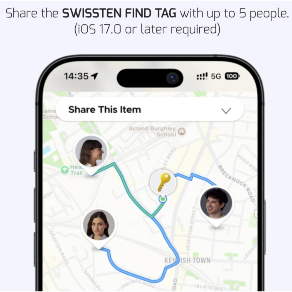 Swissten Find Tag intelligens helymeghatározó Apple Find My funkcióval - Fekete