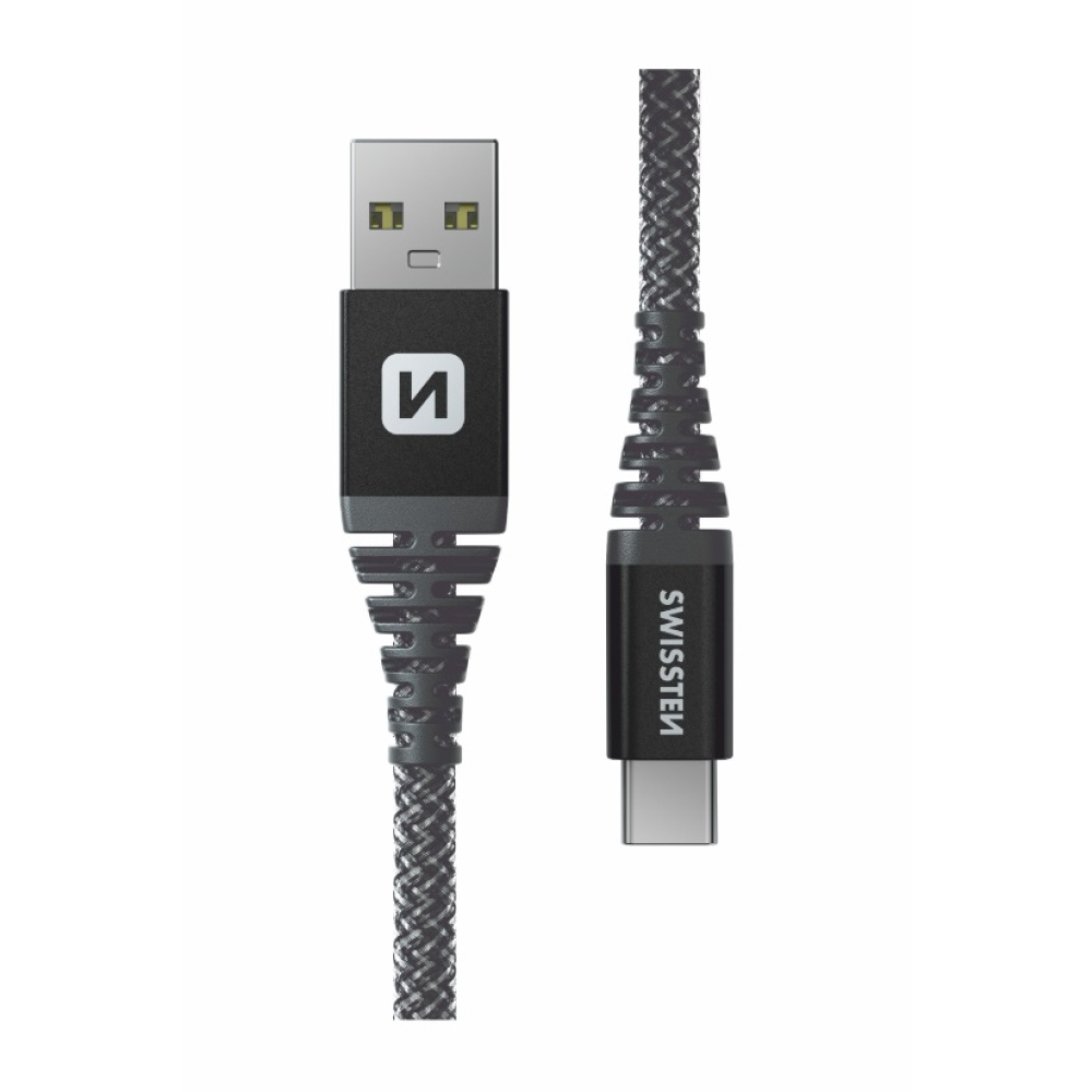 Swissten adatkábel aramid erősítésű USB/USB-C 1,5m - antracit