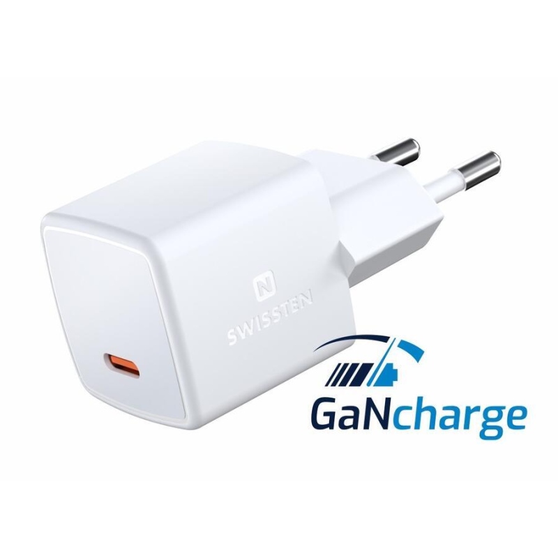 Swissten GaN USB-C 33W-os mini hálózati adapter - fehér
