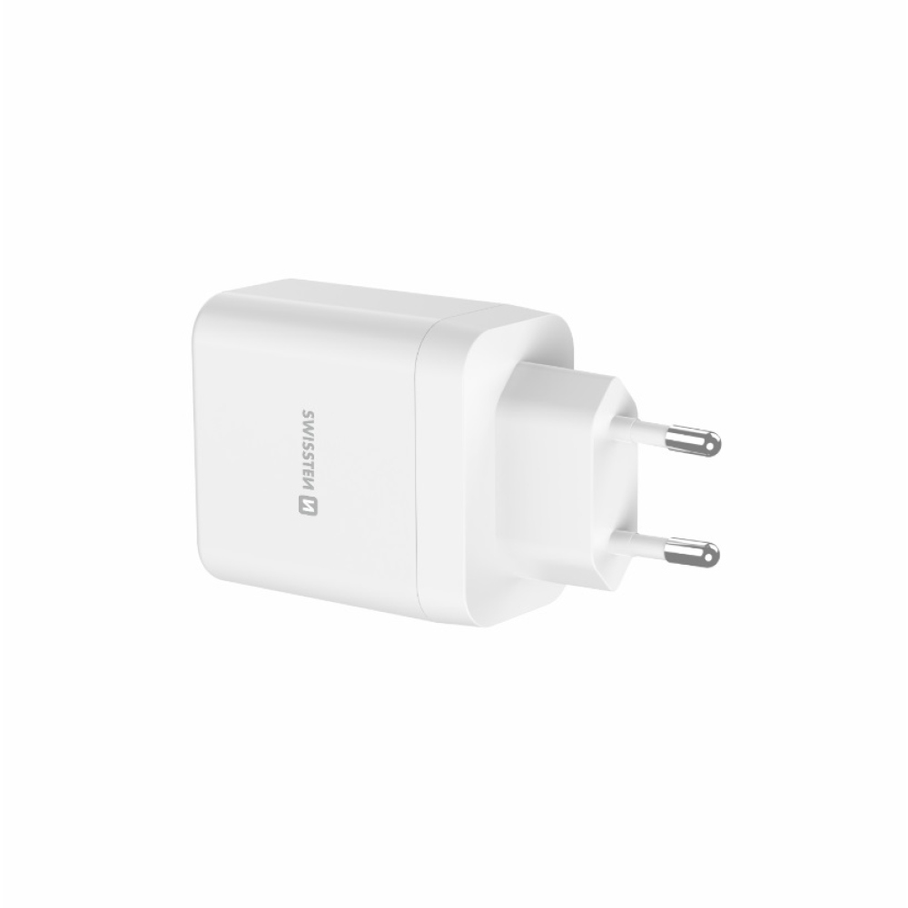 SWISSTEN core GaN hálózati adapter 1x USB-C 45W PD + 1x USB-A 18W QC - fehér