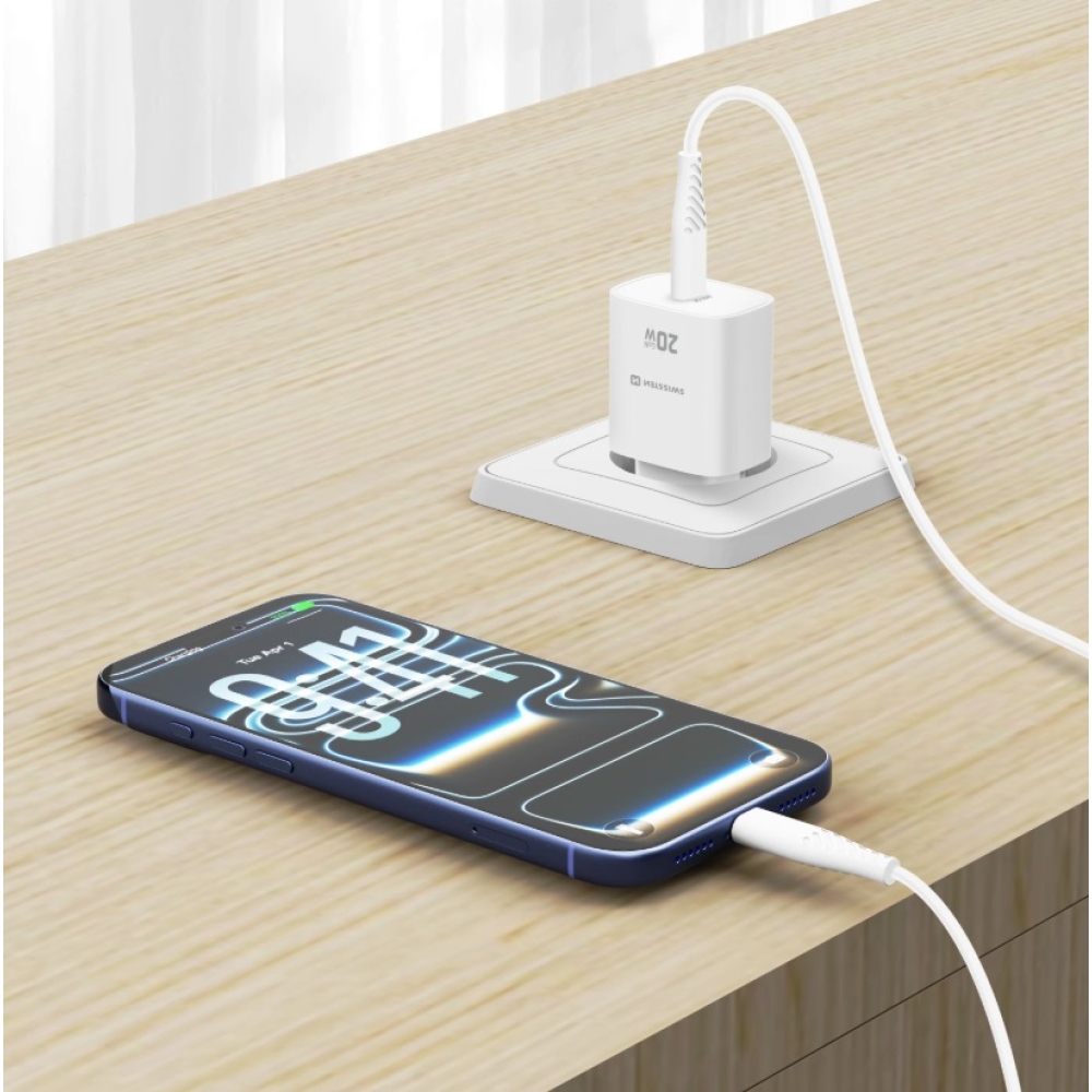 SWISSTEN edge GaN 1x USB-C PD 20W-os hálózati adapter - fehér