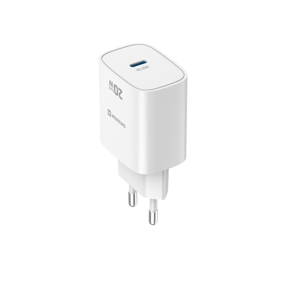 SWISSTEN edge GaN 1x USB-C PD 20W-os hálózati adapter - fehér