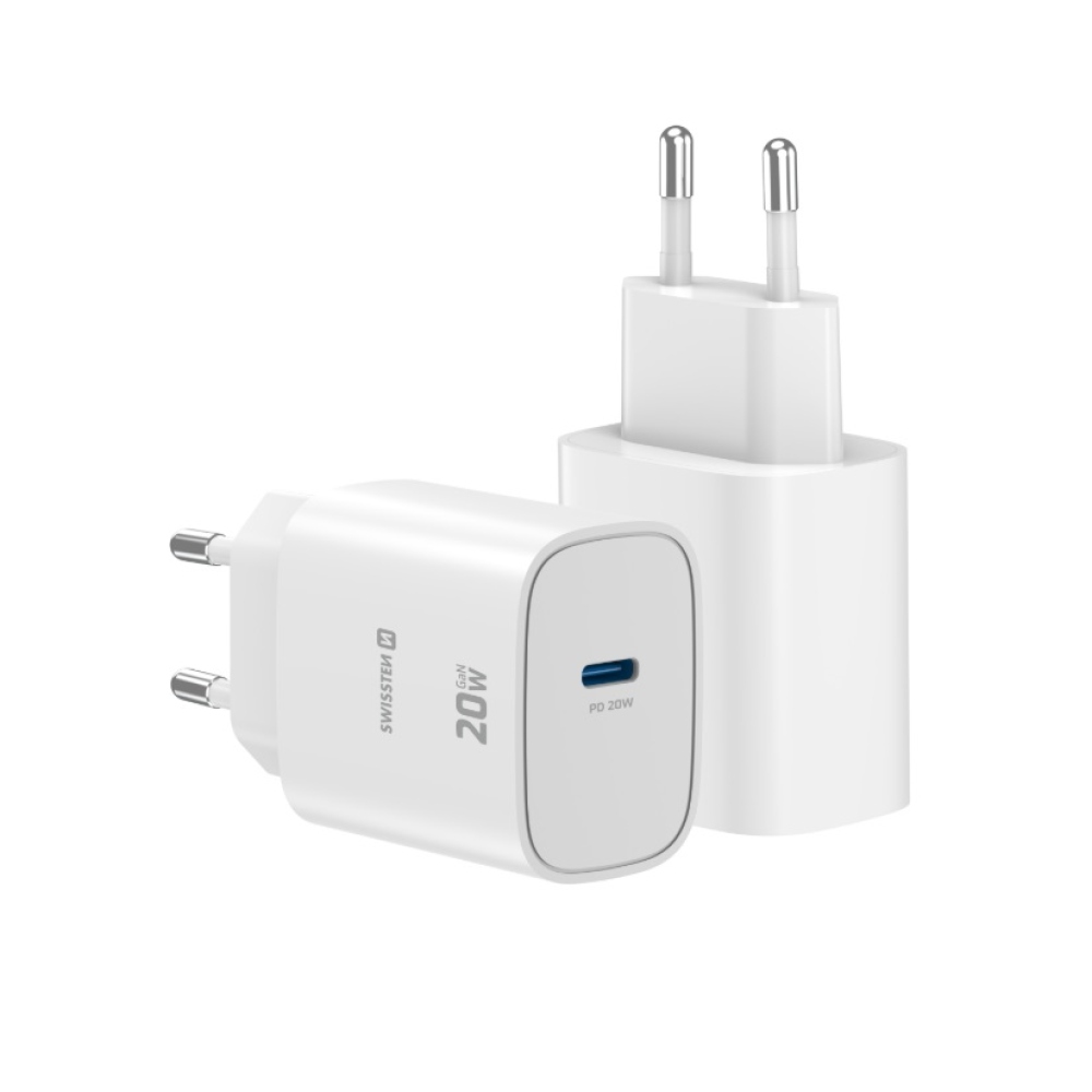 SWISSTEN edge GaN 1x USB-C PD 20W-os hálózati adapter - fehér