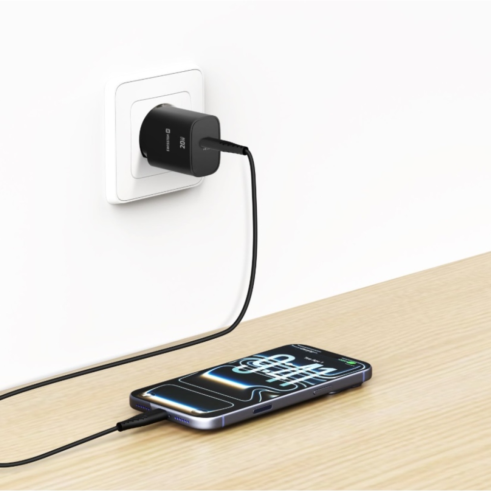 SWISSTEN edge GaN 1x USB-C PD 20W-os hálózati adapter - fekete