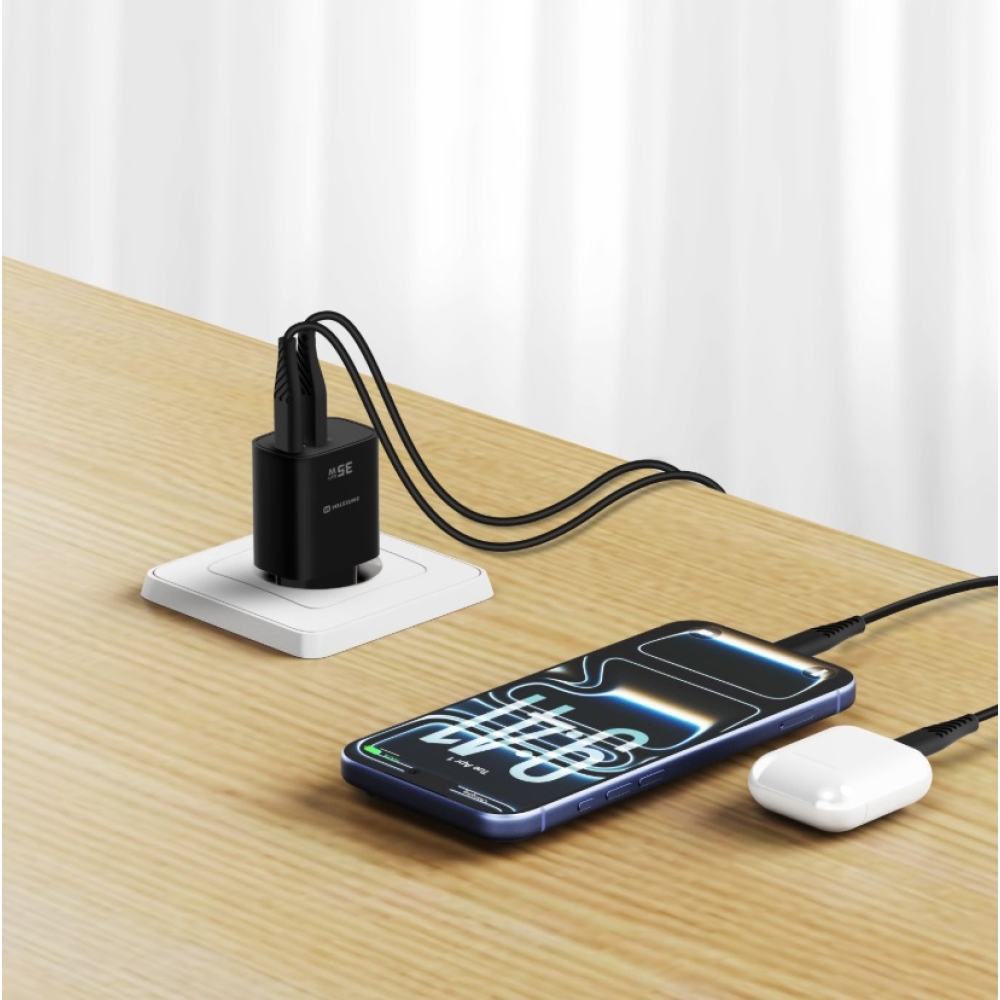 SWISSTEN edge GaN hálózati adapter 1x USB-C PD 35W + 1x USB-A 18W QC - fekete