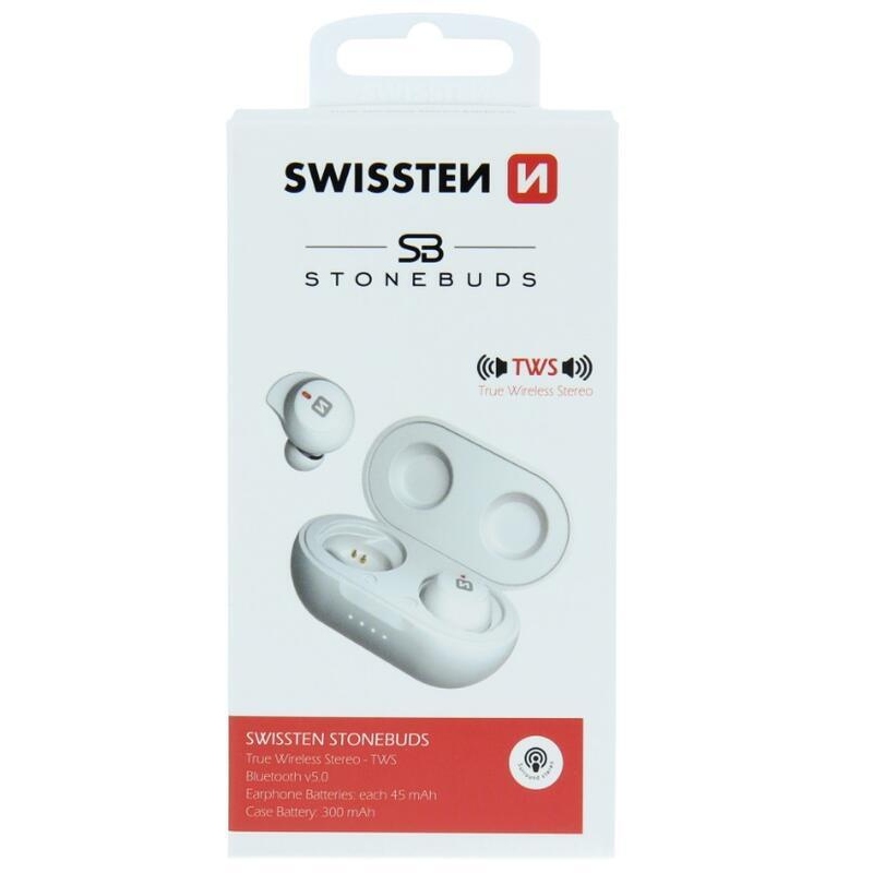 Swissten Stonebuds TWS Bluetooth fejhallgató - fehér