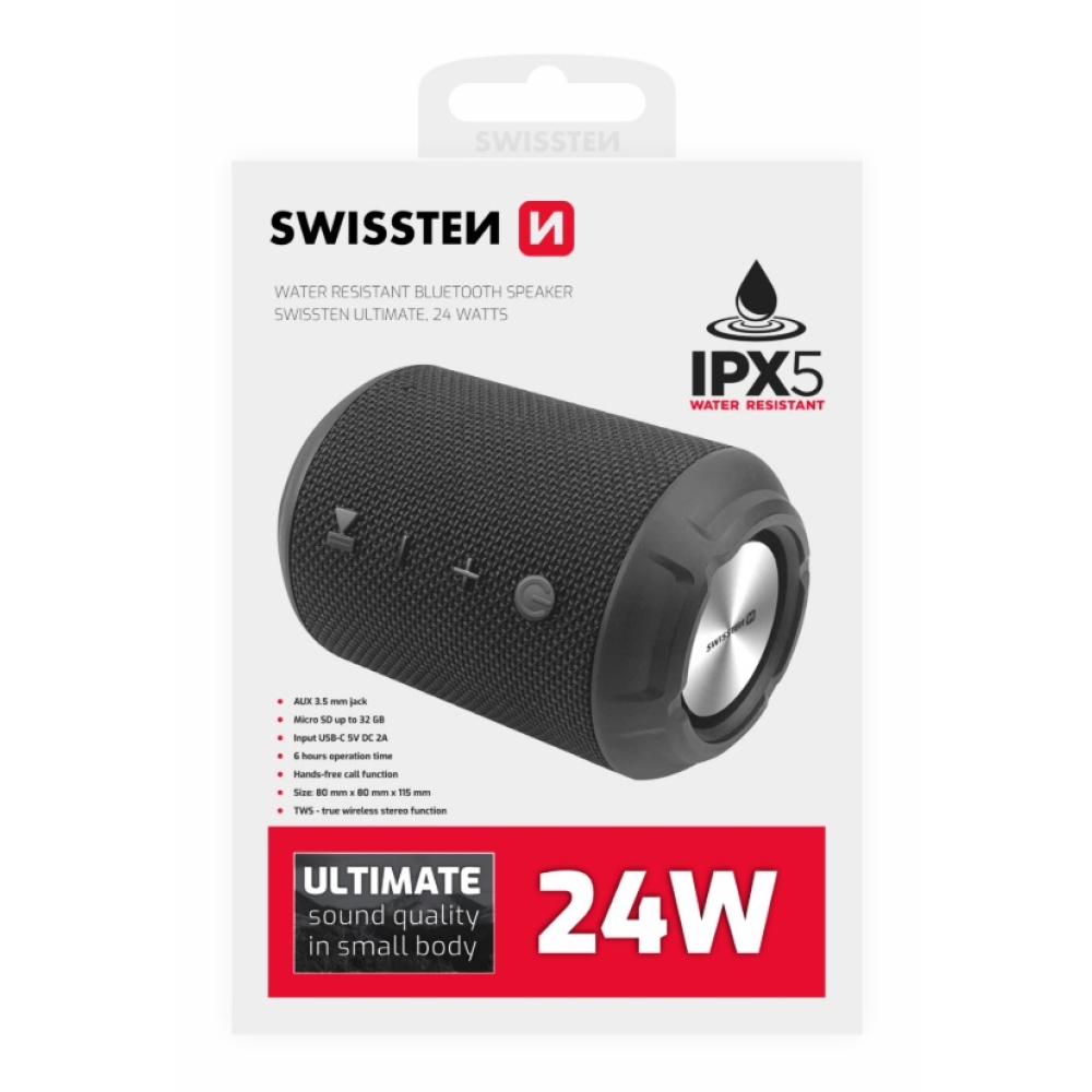 SWISSTEN Ultimate Bluetooth hangszóró 24W - Fekete