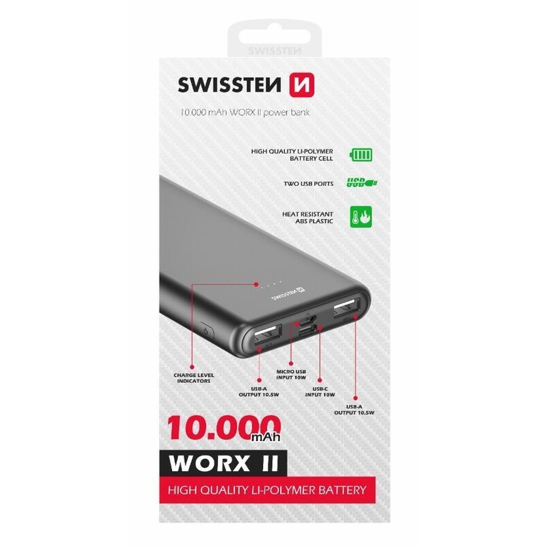Swissten Worx II Powerbank 10000 mAh 10.5W